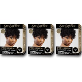 Sta-Sof-Fro Permanent Hair Color Powder Covers Grey & White Hair - Black (Pack of 3)