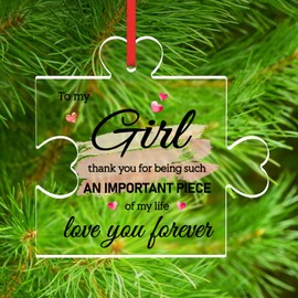 GROWTHMAGIC Daughter Christmas Ornament 2024-3.5" Acrylic Puzzle Christmas Keepsake Gifts for Daughter Stepdaughter Gifts for Daughter from Mom Dad