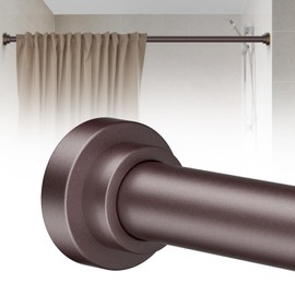 Shower Curtain Rod 31-68 in Adjustable Curtain Rod No Drilling Tension Shower Rod Stainless Steel for Door Curtain Closet RV, Brown