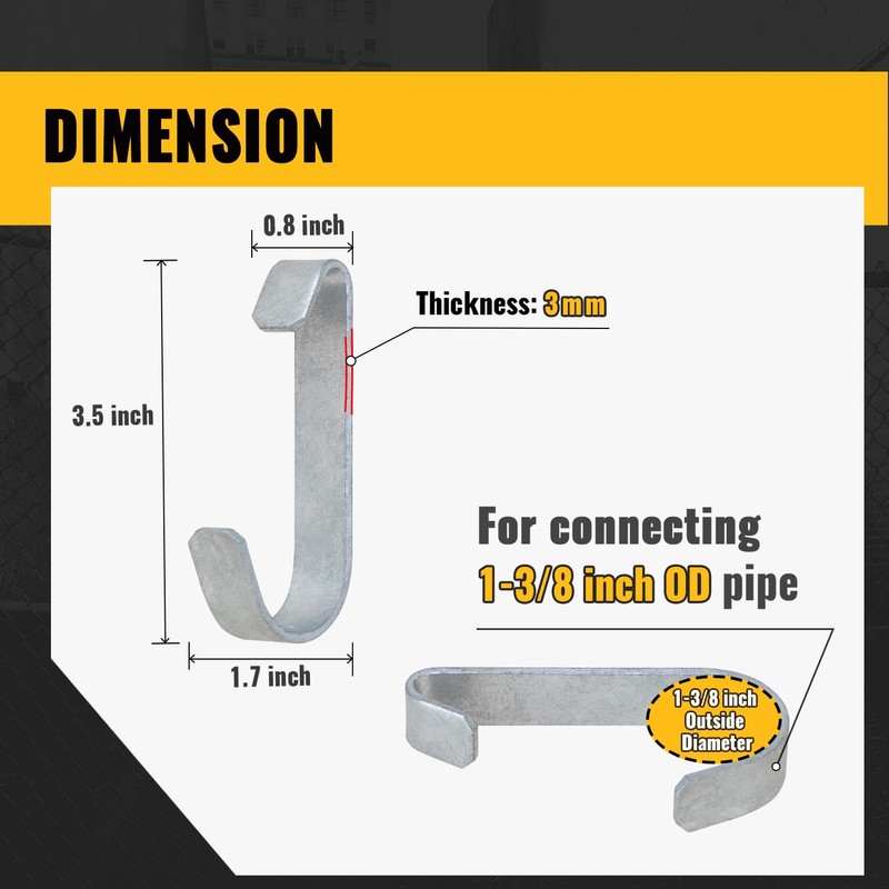 VIVIDA 1-3/8" Gate Clips for Chain Link Fence, Kennel Panel