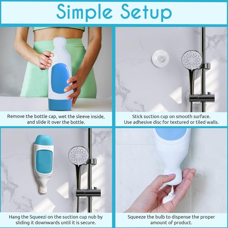 Squeezi 2 Unit Pack (Bright White) Wall Mounted Shower Dispenser