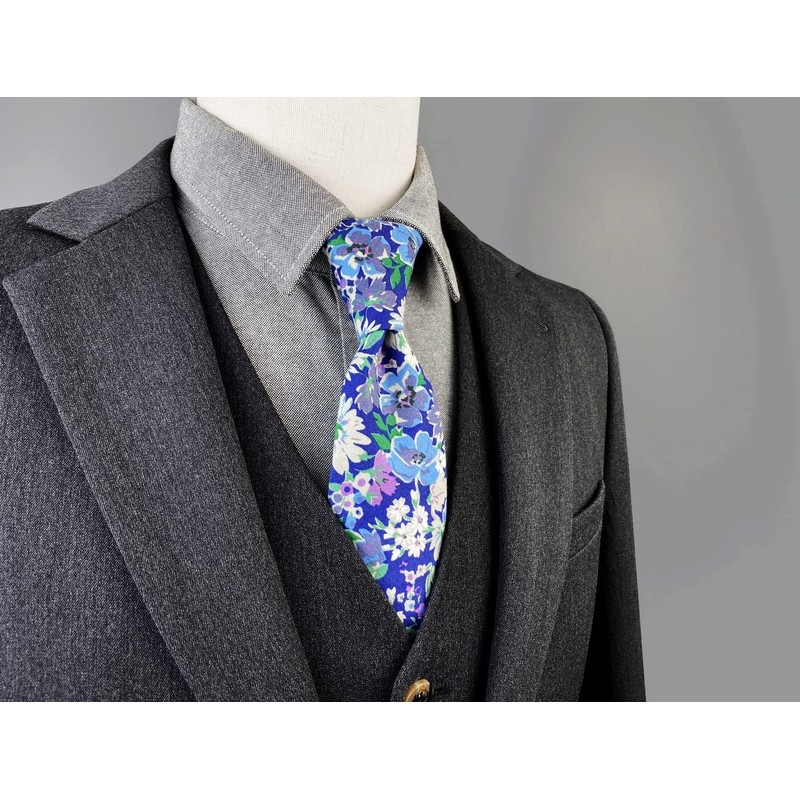 S&W SHLAX&WING Men's Cotton Necktie, Skinny Necktie, Long Thin Print,