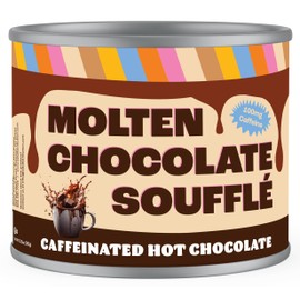 Crazy Cups Caffeinated Chocolate Souffle Hot Cocoa Mix - Premium Coffee Substitute, 12 Oz Canister for Hot Chocolate Lovers