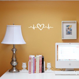 NBFU Heart Beat 2 (White) (Set Of 2) Premium Waterproof Vinyl Decal Stickers For Laptop Phone Accessory Helmet Car Window Bumper Mug Tuber Cup Door Wall Decoration