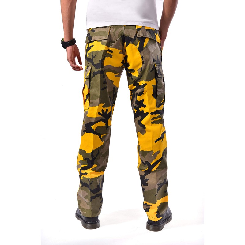 BACKBONE Mens Fashion Bright Camouflage Cargo Pants Military Combat Style