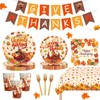 Thanksgiving Party Supplies,Includes Happy Thanksgiving Banner,Turkey Plates,Napkins,Cups and Tablecloth for