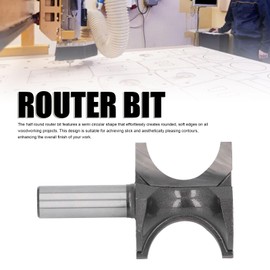 Bullnose Router Bit, 1/2in Shank 1 1/8in Bead Diameter Half Round Edges Router Bit with Tungsten Steel Blades, High Frequent Welding Half Round Router Bits for Woodworking