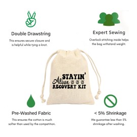 MS Stayin Alive Recovery Kit printed Party Favor bags - Cotton Drawstring closure - Bachelorette hangover kit - Hangover Recover Kit Wedding Party Gift Bags - 5 * 7 Inch bags Set of 10
