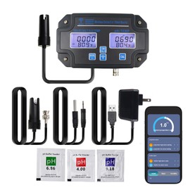 EC pH Monitor for Hydroponics, 6-in-1 Water Quality Tester with Wi-Fi, pH Meter Tester, Continuous Monitor of pH PPM EC CF Humidity Temp of Indoor DWC Grow System,Hydro Reservoir Tank