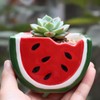 Cute Watermelon Shape Ceramics Planters, Ceramic Succulent Pots with Drainage
