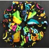 Handmade Happy Birthday Multi Color on Black Party Scrunchie Hair