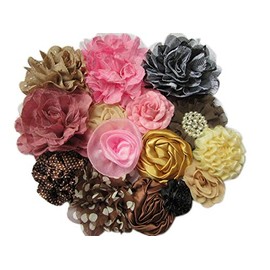 YYCRAFT 40pcs Craft Chiffon Flowers, Handmade Hair Flowers for DIY Headband Kit Bow Kit(Vintage Colors)