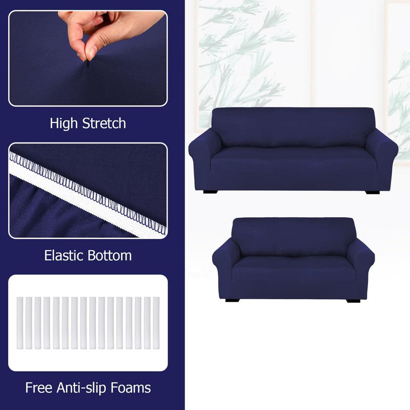 Peryiter 2 Pcs Sofa Covers Couch and Loveseat Covers Set