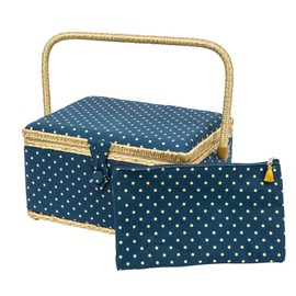 SINGER Large Sewing Basket Floral Bird Print with Matching Zipper Pouch