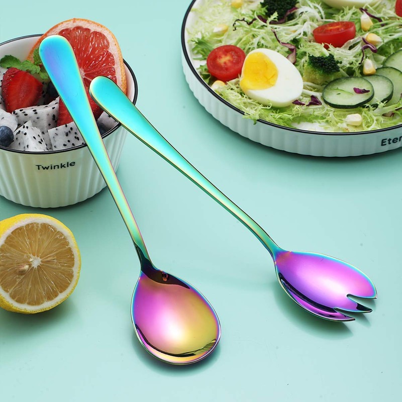 Berglander Rainbow Salad Server Set, Stainless Steel Salad Serving Set