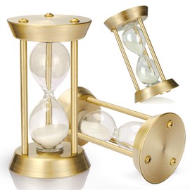 PROLOSO Vintage Hourglass 15 Min Retro Metal Sand Timer Clock Antique Bronze Small Sand Glass Watch Home Desk Office Decor