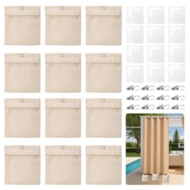 MOERDIFFER Set of 12 Outdoor Curtain Canvas Weights, Weight Bag for Outdoor Curtains with Metal Clamps, Curtain Weights Outdoor, Curtain Weights Bottom, Outdoor for Gazebo Drapes