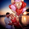 18PCS Valentines Balloons Rose Gold Pink Heart Balloons, 18 Inch