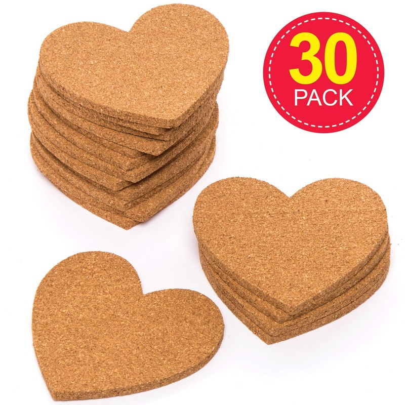 Baker Ross AW103 Heart Cork Coasters Class pack (Pack of