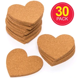 Baker Ross AW103 Heart Cork Coasters Class pack (Pack of 30) Ideal Mothers Day/Valentines Day Themed Crafts for Classroom Activities