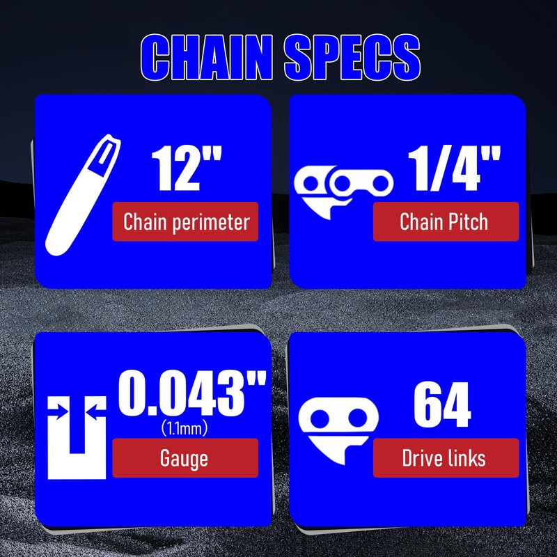 JUUDDENPARTS Chainsaw Chain for 12-Inch 30cm Guide Bar, 1/4" Low