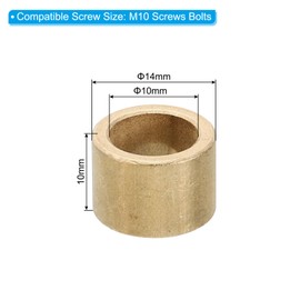 PATIKIL M10 Brass Standoffs, 5 Pieces Metal Spacer Brass 10mm ID x 14mm OD x 10mm L Brass Spacer Screw Spacer for 3/8" or M10 Screws