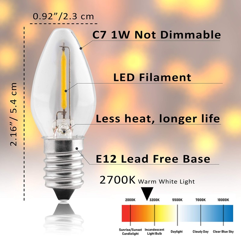 SouLight LED Night Light Bulbs – E12 Bulb – C7