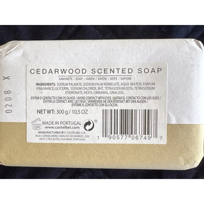 Castelbel Ltd Edition Mens Grooming Cedarwood Scented Bar Soap for