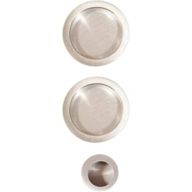 bricoleva.it Sliding Door Lock Set Rosette, Rosette, Round, Without Lock, Handle with Lock for Sliding Door (Color Chrome Satin)