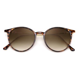 FEISEDY B1157 Sunglasses UV400 UV Protection Date Glasses, Round, Small, Stylish, Lightweight, Fashion, For Work, Travel, Driving, Men's, Women's, Boston, Leopard pattern brown