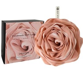 Lifesiddle Esponja de Bao de Lufa Extragrande de 75 G, Gel de Ducha para Mujer, Esponja de Malla Suave de Color, Elegante Caja de Regalo, Exfoliante  