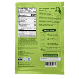 Thai Pandan Flavor Custard Powder by Ying Kanom Thai – Quick, Easy & Delicious, Gluten-Free, 100g (1-Pack)