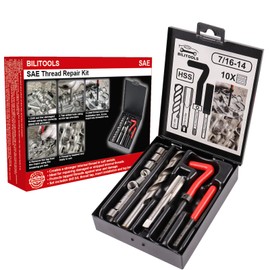 BILITOOLS 7/16-14 inch Thread Repair Kit, HSS Drill Helicoil Repair Kit SAE