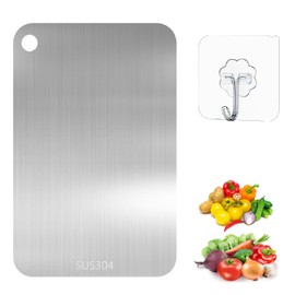 ZMDMAH 30 x 20 cm Titanium Chopping Board, Chopping Board, Stainless Steel Chopping Board, Titanium Chopping Board, Meat Chopping Board, Titanium Stainless Steel Cutting Board with Hooks
