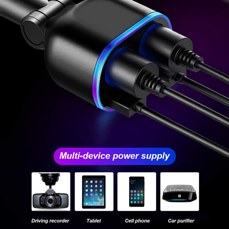 Car Charger Cigarette Lighter Splitter Adapter,120W QC3.0 Dual USB Car