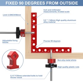 Corner Clamp for Woodworking, 90 Degree Corner Clamp, Aluminum Alloy 4 Pack 5.5"x 5.5" Positioning Squares Right Angle for Woodworking Tools, for Picture Frame, Box, Cabinets, Drawers