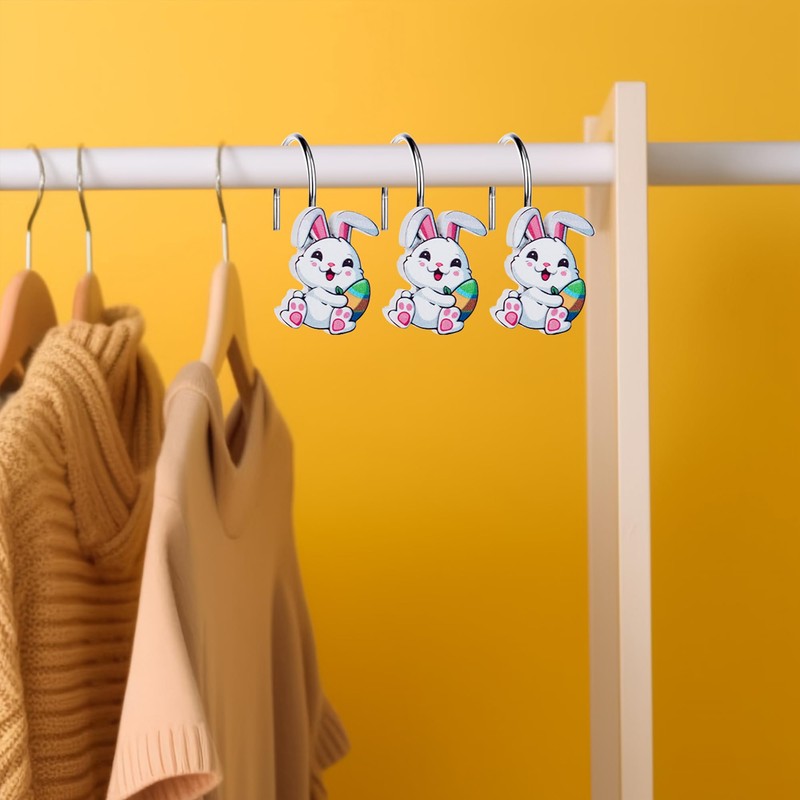 HPYNPES Easter Shower Curtain Hooks - Set of 12, Perfect