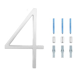 LUTER 5 Inch House Address Numbers Silver Street Numbers Floating House Numbers Mailbox Numbers Door Numbers for House Number (4)