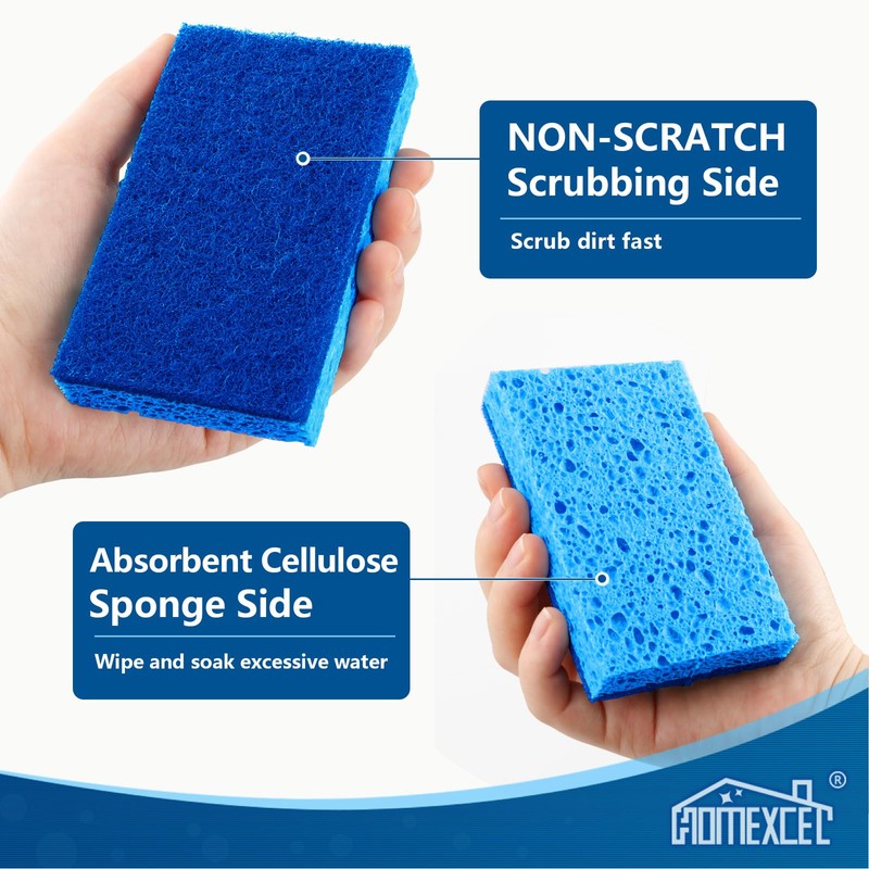 HOMEXCEL Sponges Kitchen 12pcs, Non-Scratch Scrub Dish Sponge Safe on