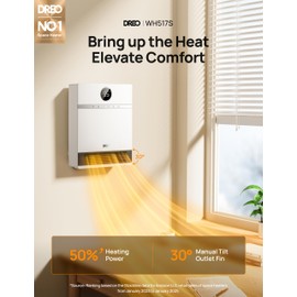 Dreo Smart Wall Heater, IP24 Easy-mounted PTC Space Heater for Indoor Use, 30° Oscillation, Adjustable Thermostat, Remote Control, Works with Alexa, 24H Timer, Electric Heater for Bedroom, Office