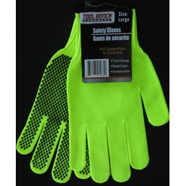 TOOL BENCH HARDWARE NON-SLIP NEON YELLOW SAFETY GLOVES FIRM GRIP DOTTED WORK GLOVES