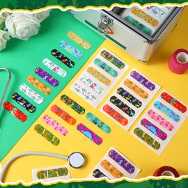 Estune 450 Pcs Bulk Kids Bandages Dinosaur 15 Styles Fun Children's Adhesive Bandages Colorful PE Flexible Bandages Cartoon Bandages for Kids Boys Girls Students