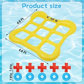 Conderyang Pool Games Set Giant Inflatable Tic-Tac-Toe Board with 10 Balls 2-10 Players 4.6 Ft Foldable Floating Water Toys Outdoor Play Pool Toys for Summer Swimming Pools Family Reunion Games Party