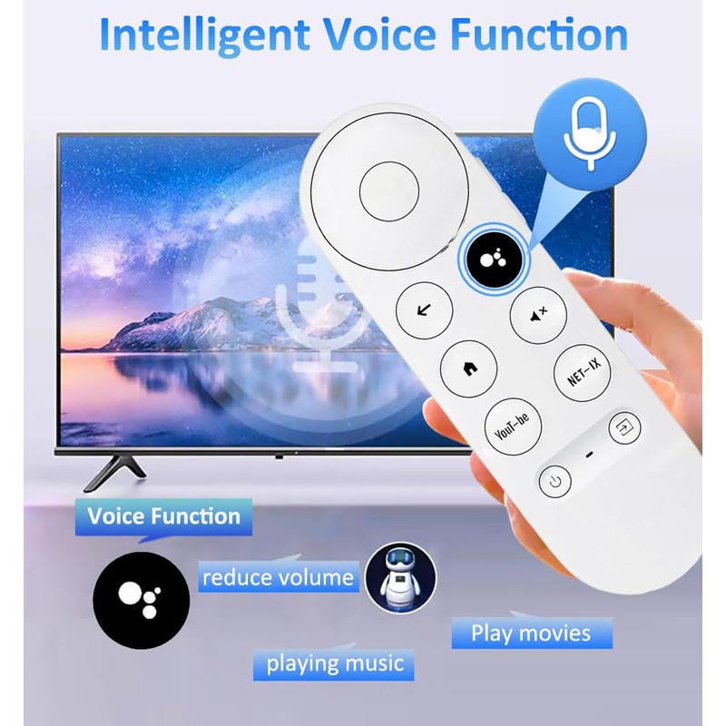 New Voice Remote Control for Google Chromecast 4K Snow HDTV,