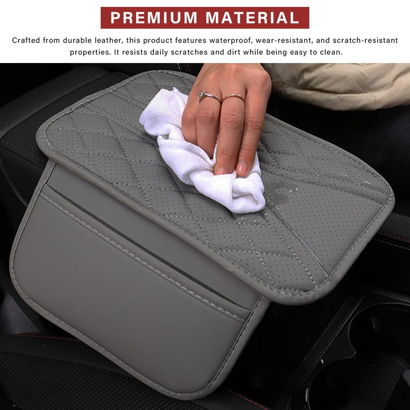 Car Center Console Cover, Leather Auto Armrest Cushion Pad with