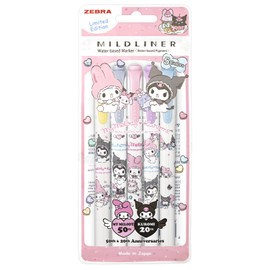 Zebra Highlighter Mildliner Sanrio My Melody & Kuromi 50th Anniversary 5 Color Set WKT7-MMKU-5C