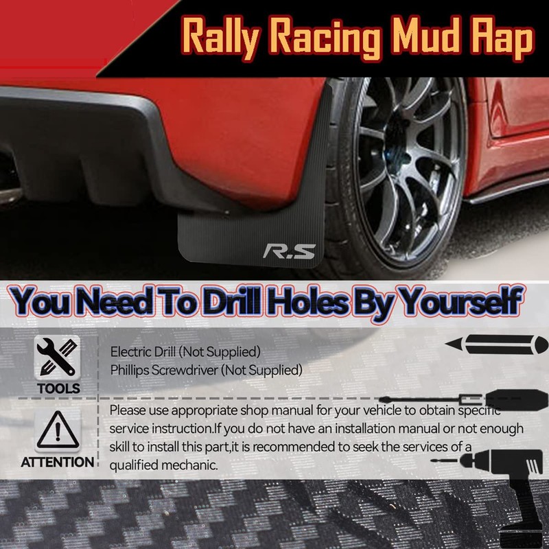 XUKEY 4pcs Black Universal Mudflaps for Car Pickup SUV Van