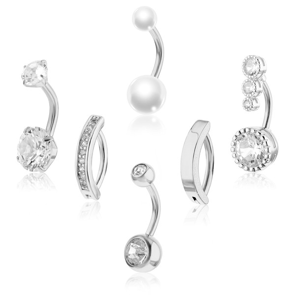 Yolev 6 Pcs Belly Button Bars Dangly Belly Button Piercing