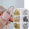 6 Grids Metal Bow Nail Art Charms -3D Gold Sliver