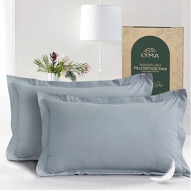 LYMA Bedding Pillow Cases 2 Pack, Ultra Soft Breathable Oxford Cover, OEKO-TEX Certified, Nanoplush Double Brushed Quick Dry Pillowcases, Envelope Closure Wrinkle Fade Resistant 50x75 CM, Light Grey